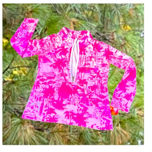 Lilly Pulitzer Skipper Popover UPF Pink White - Picture 1 of 3